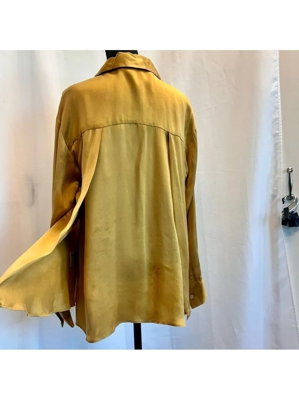 Zara studio collection mustard yellow artistic paint splatter blouse S NWOT RARE - Picture 6 of 15